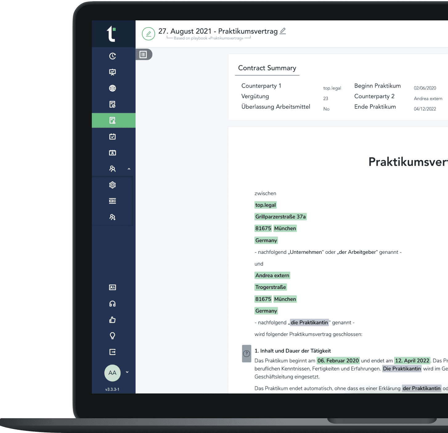 top.legal contract automation on MacBook