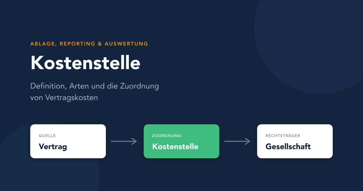 Kostenstellen als Bindeglied zwischen Vertrag, Budget und Rechtsträger