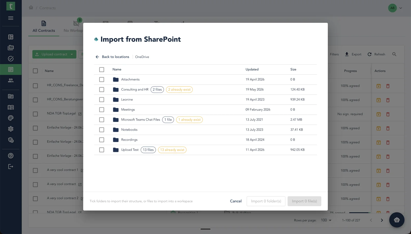 SharePoint-Ordnerauswahl beim Import